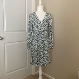 NWT Boden Palm Leaf Dress Long Sleeves Sz 10R